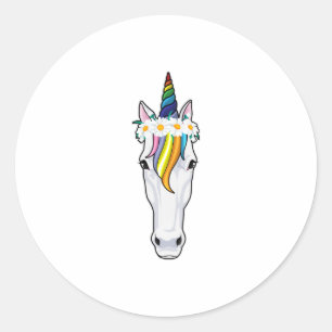 Sticker Rond Unicorne aux fleurs