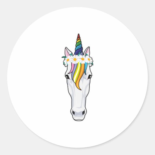 Sticker Rond Unicorne aux fleurs (Devant)