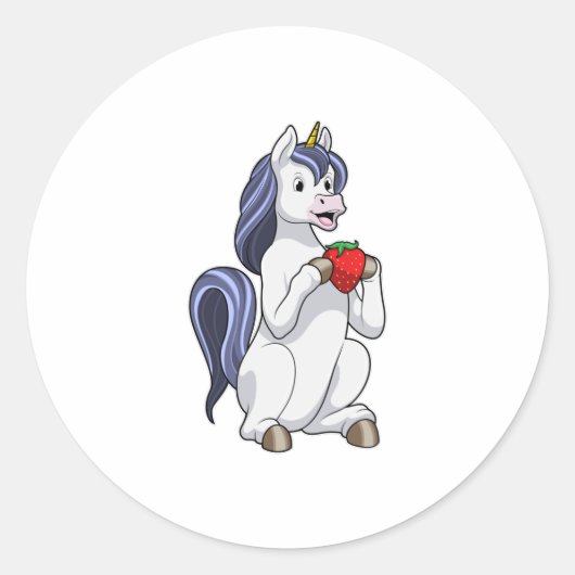 Sticker Rond Unicorne aux fruits de fraise (Devant)