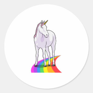 Sticker Rond Unicorne avec arc-en-ciel