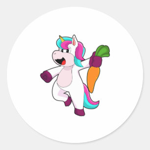 Sticker Rond Unicorne avec carotte