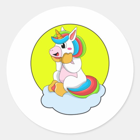 Sticker Rond Unicorne avec Cloud et Soleil (Devant)