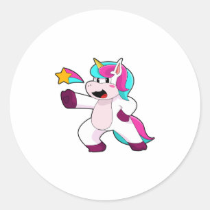 Sticker Rond Unicorne avec étoile