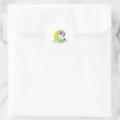 Sticker Rond Unicorne avec nuages et lune (Sac)