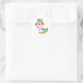 Sticker Rond Unicorne avec tatouage cardiaque (Sac)