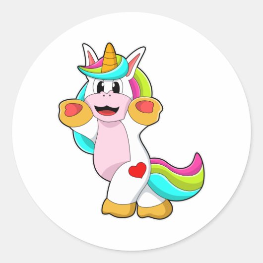Sticker Rond Unicorne avec tatouage cardiaque (Devant)