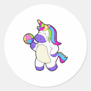Sticker Rond Unicorne avec volleyball