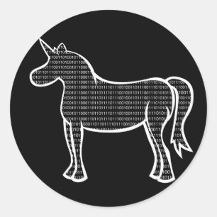 Sticker Rond Unicorne binaire