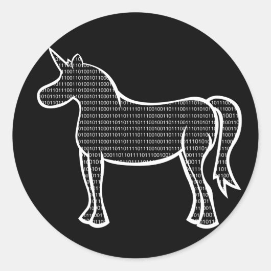 Sticker Rond Unicorne binaire (Devant)