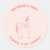 Sticker Rond Unicorne Blush rose Merci d'anniversaire (Devant)