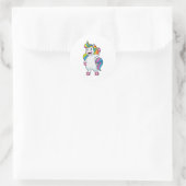 Sticker Rond Unicorne comme coiffeur avec aérosol (Sac)