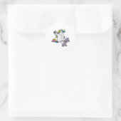 Sticker Rond Unicorne comme patineur avec skateboard (Sac)