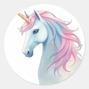 Sticker Rond Unicorne d'aquarelle mystique