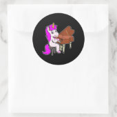 Sticker Rond Unicorne de dessin animé jouant du piano (Sac)