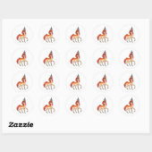 Sticker Rond Unicorne de feu (Feuille)