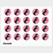 Sticker Rond Unicorne d'élevage noir (rayé rose) (Feuille)