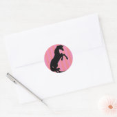 Sticker Rond Unicorne d'élevage noir (rayé rose) (Enveloppe)