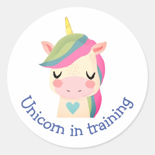 Sticker Rond Unicorne en formation Citation amusante (Devant)