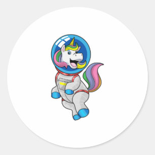 Sticker Rond Unicorne en tant qu'astronaute dans l'espace