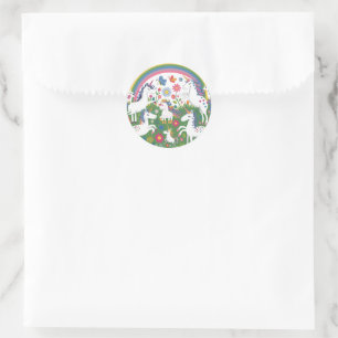 Sticker Rond Unicorne et arc-en-ciel