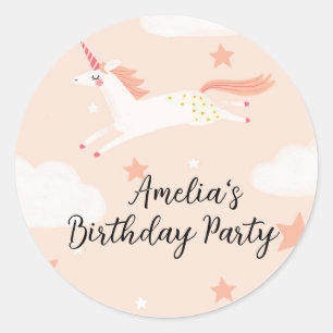 Sticker Rond Unicorne et étoiles