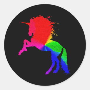 Sticker Rond Unicorne fière de design coloré en verre de tôle, 