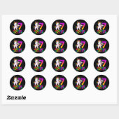 Sticker Rond Unicorne Flossing 7 Ans Unicorne (Feuille)