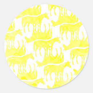Sticker Rond Unicorne Jaune