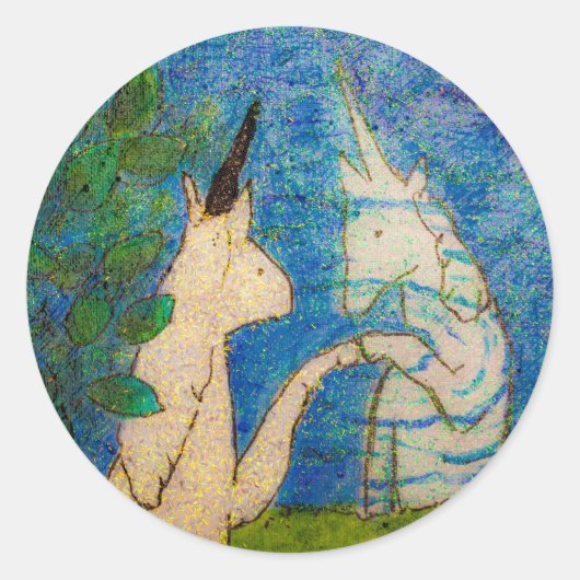 Sticker Rond Unicorne La réflexion sur un lac (Devant)