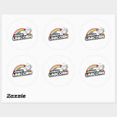 Sticker Rond Unicorne lesbienne arc-en-ciel (Feuille)