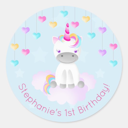 Sticker Rond Unicorne magique (Devant)