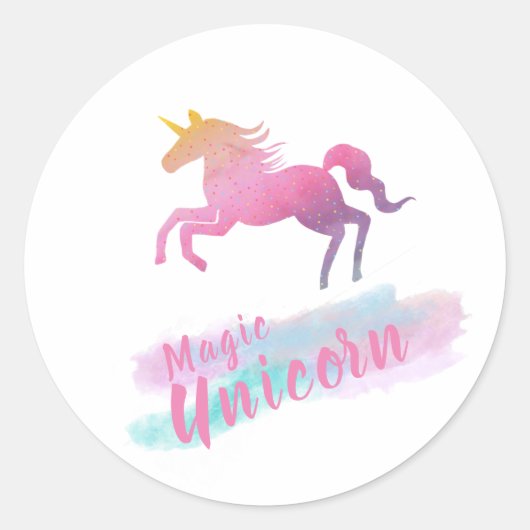 Sticker Rond Unicorne magique (Devant)