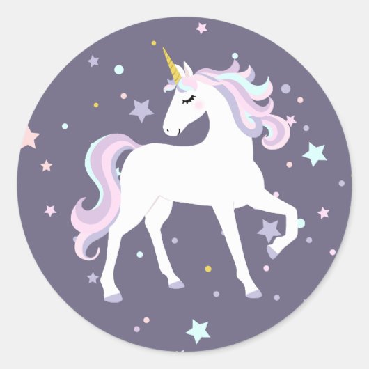 Sticker rond Unicorne magique. (Devant)