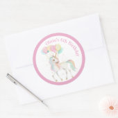 Sticker Rond Unicorne magique avec ballons arc-en-ciel (Enveloppe)