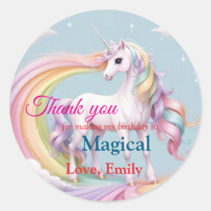 Sticker Rond Unicorne magique personnalisée Rainbow Anniversair