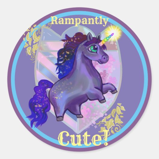 Sticker Rond Unicorne mignonne (Devant)