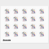 Sticker Rond Unicorne mignonne aux yeux grands (Feuille)