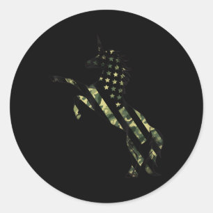 Sticker Rond Unicorne militaire amusante 4 juillet