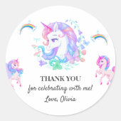 Sticker Rond Unicorne modifiable fête d'anniversaire (Devant)