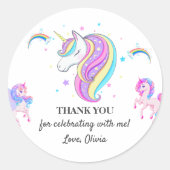 Sticker Rond Unicorne modifiable fête d'anniversaire (Devant)