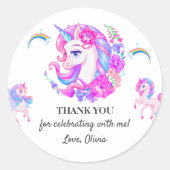 Sticker Rond Unicorne modifiable fête d'anniversaire (Devant)