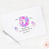 Sticker Rond Unicorne modifiable fête d'anniversaire (Enveloppe)
