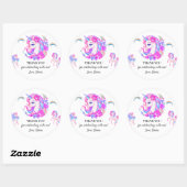 Sticker Rond Unicorne modifiable fête d'anniversaire (Feuille)