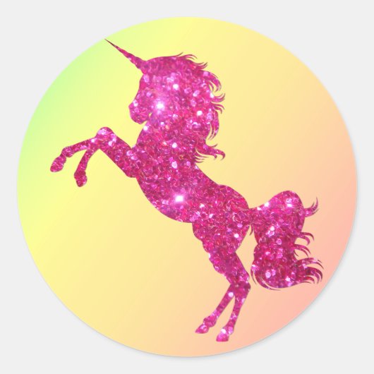 Sticker Rond Unicorne Parties scintillant rose (Devant)