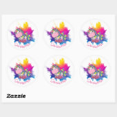 Sticker Rond Unicorne Party Purple Yellow Splash (Feuille)