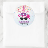 Sticker Rond Unicorne personnalisée Anniversaire (Sac)