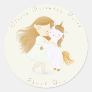 Sticker Rond Unicorne personnalisée fête d'anniversaire, Baby s