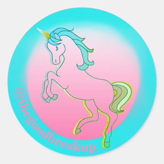 Sticker Rond Unicorne puissante (Devant)
