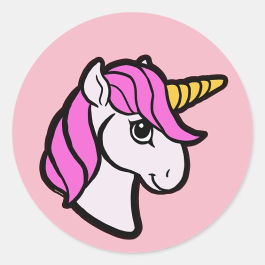 Sticker Rond Unicorne rose (Devant)