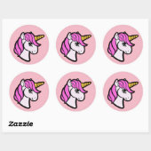 Sticker Rond Unicorne rose (Feuille)